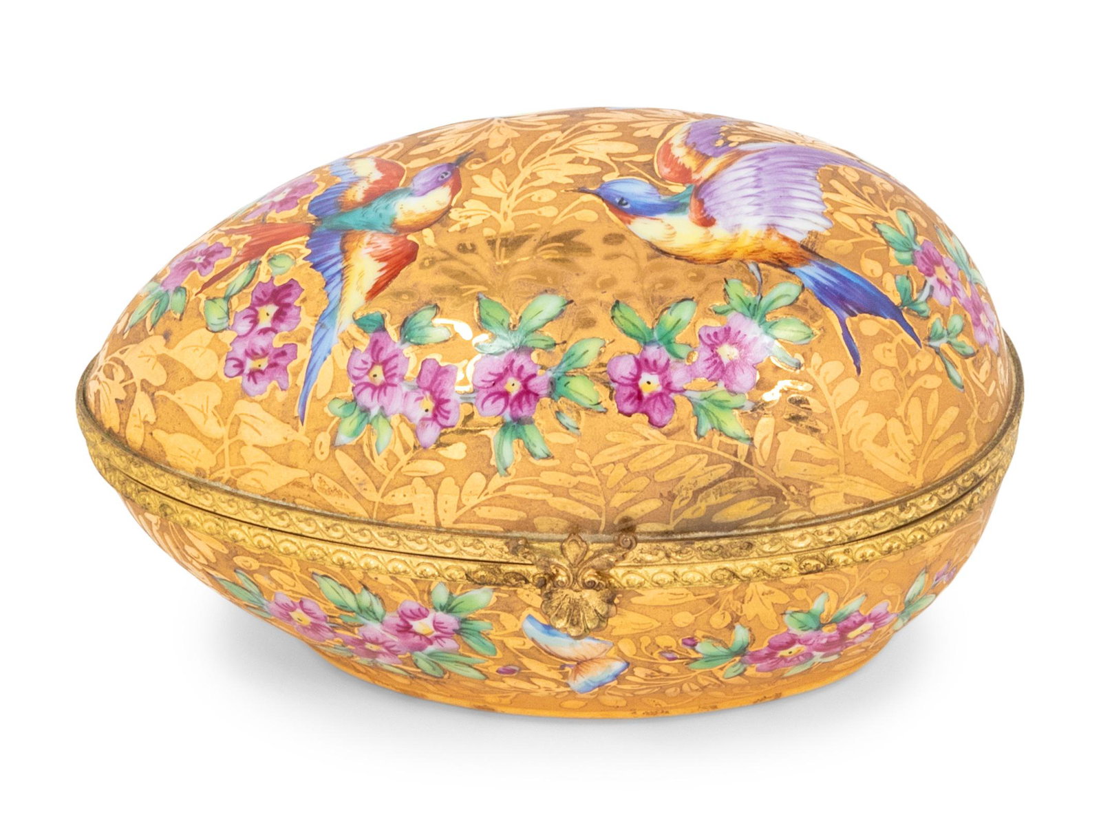 A Le Tallec Gilt Bronze Mounted Painted Porcelain Egg (1 of 5)