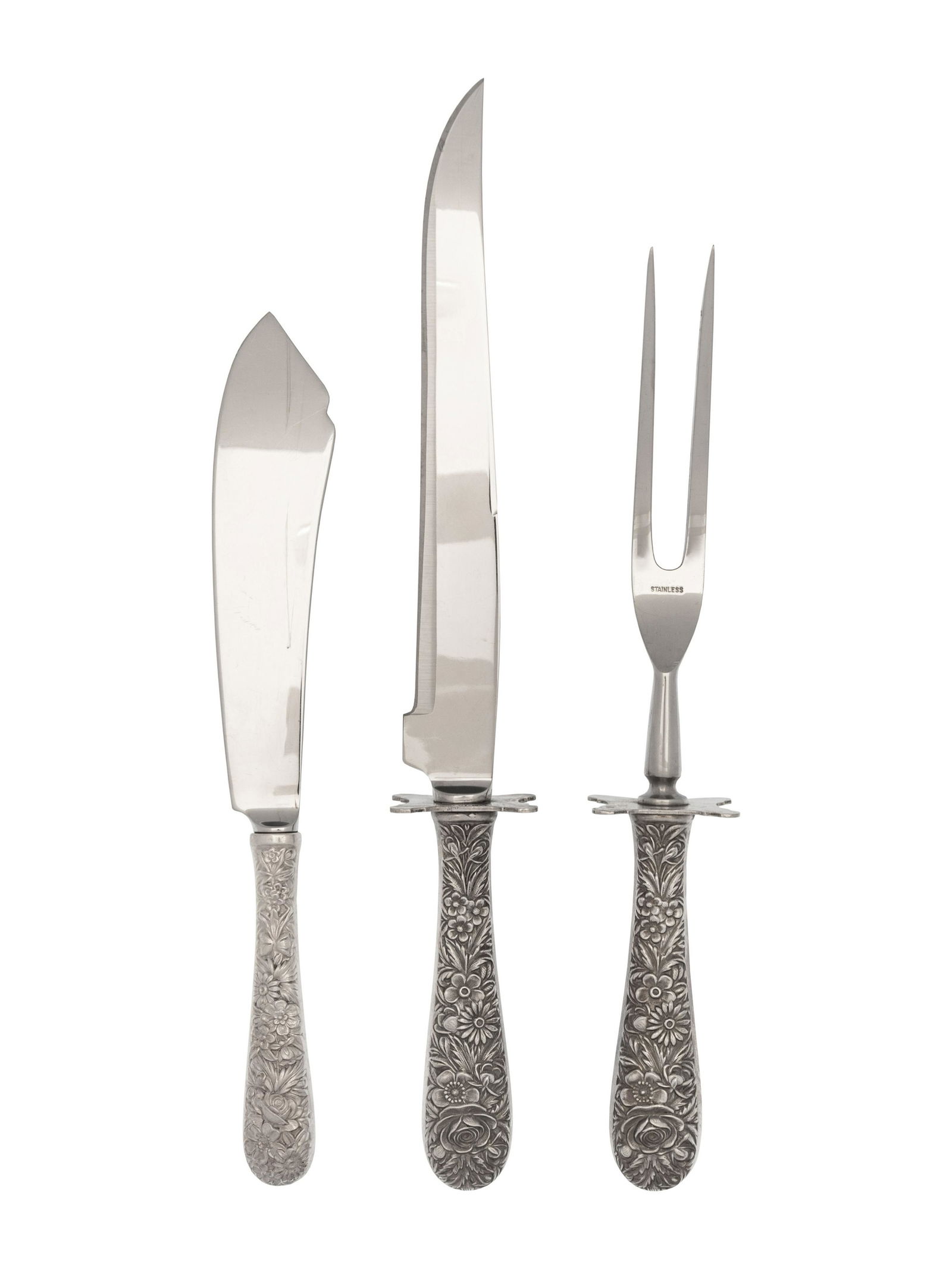 A Set of Three S. Kirk & Son Repousse Silver Flatware (1 of 2)