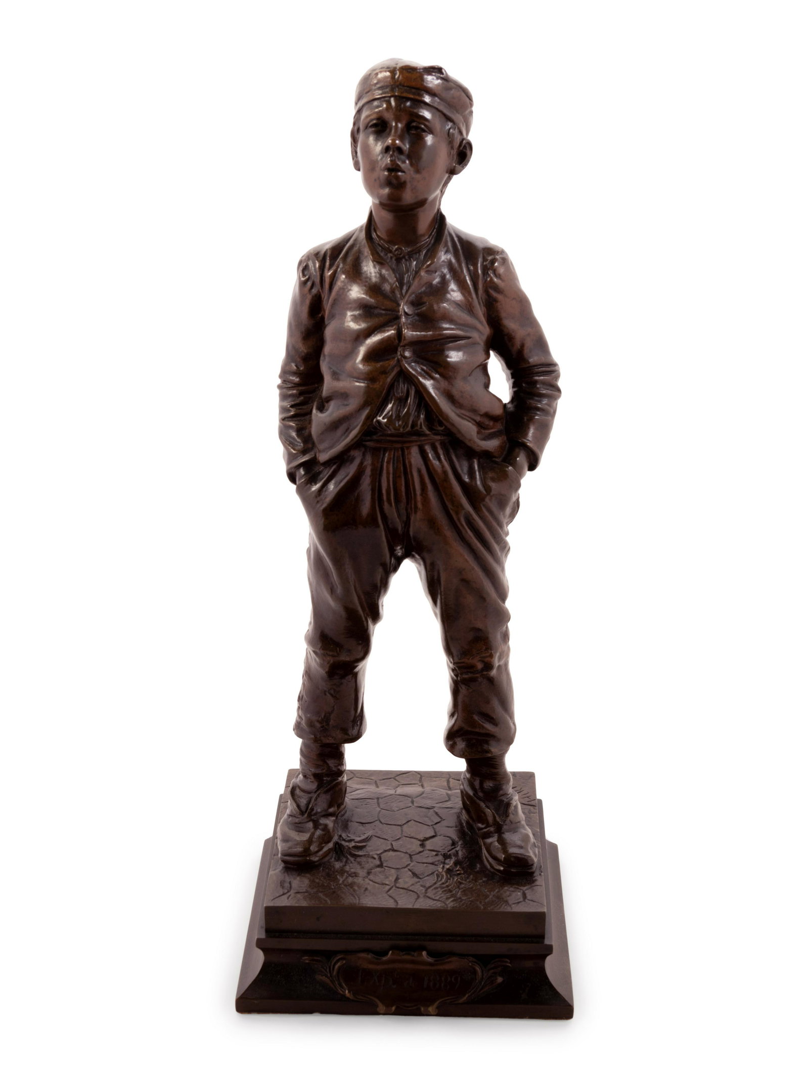 Halfdan Hertzberg (Norwegian, 1857-1890): Halfdan Hertzberg (Norwegian, 1857-1890) Siffleur (Whistler) bronze signed HERTZBERG Height overall 15 1/4 inches. Property From The Estate of Edwin L. Cox, Dallas, Texas