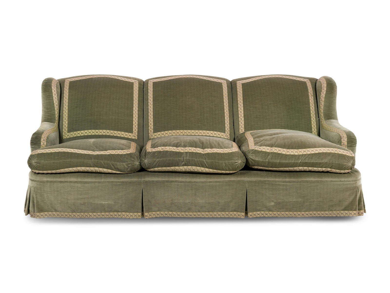 A Custom Velvet Upholstered Three-Seat Sofa (1 of 4)