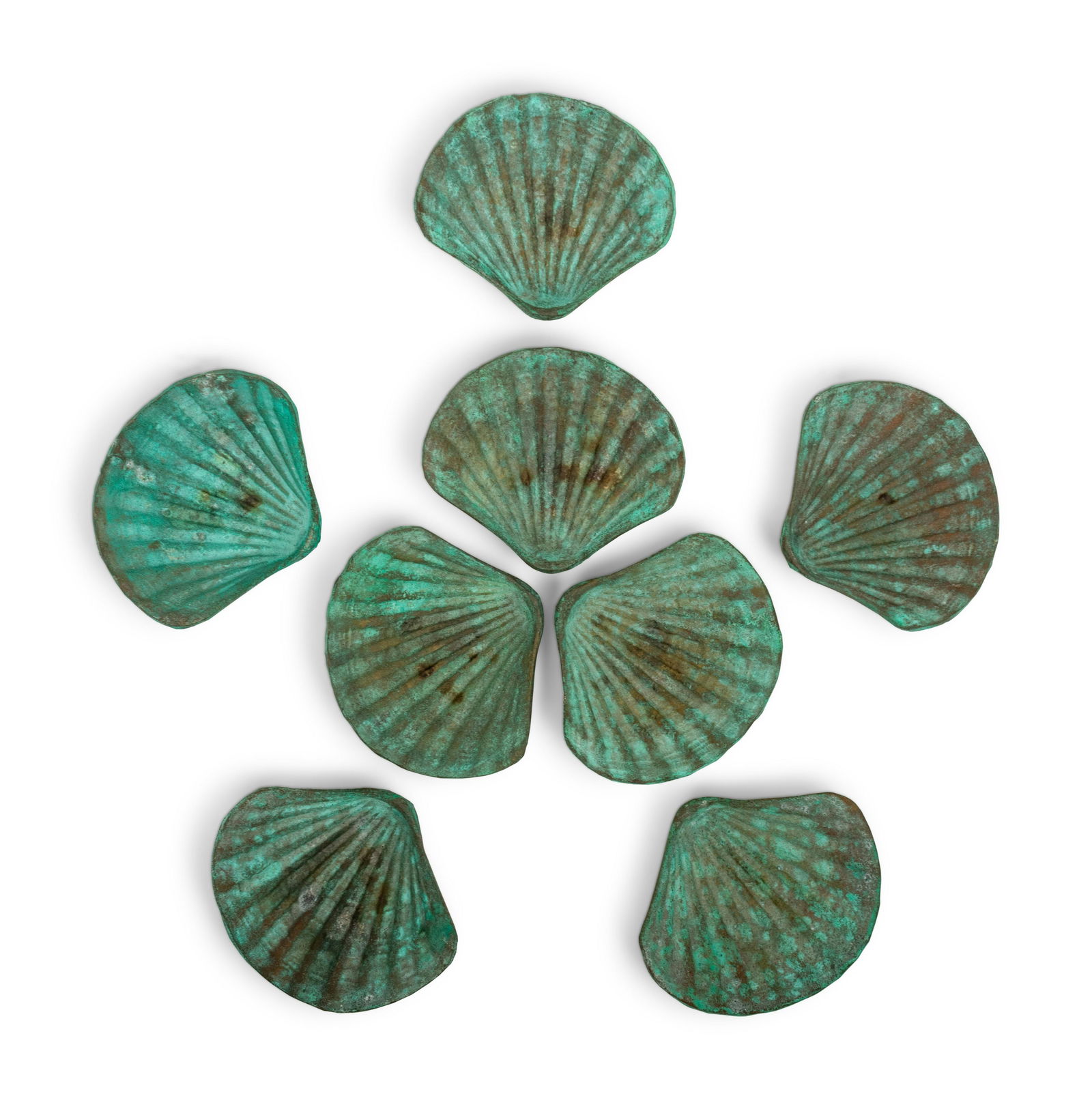 A Set of Eight Bronze Shell-Form Dishes (1 of 3)