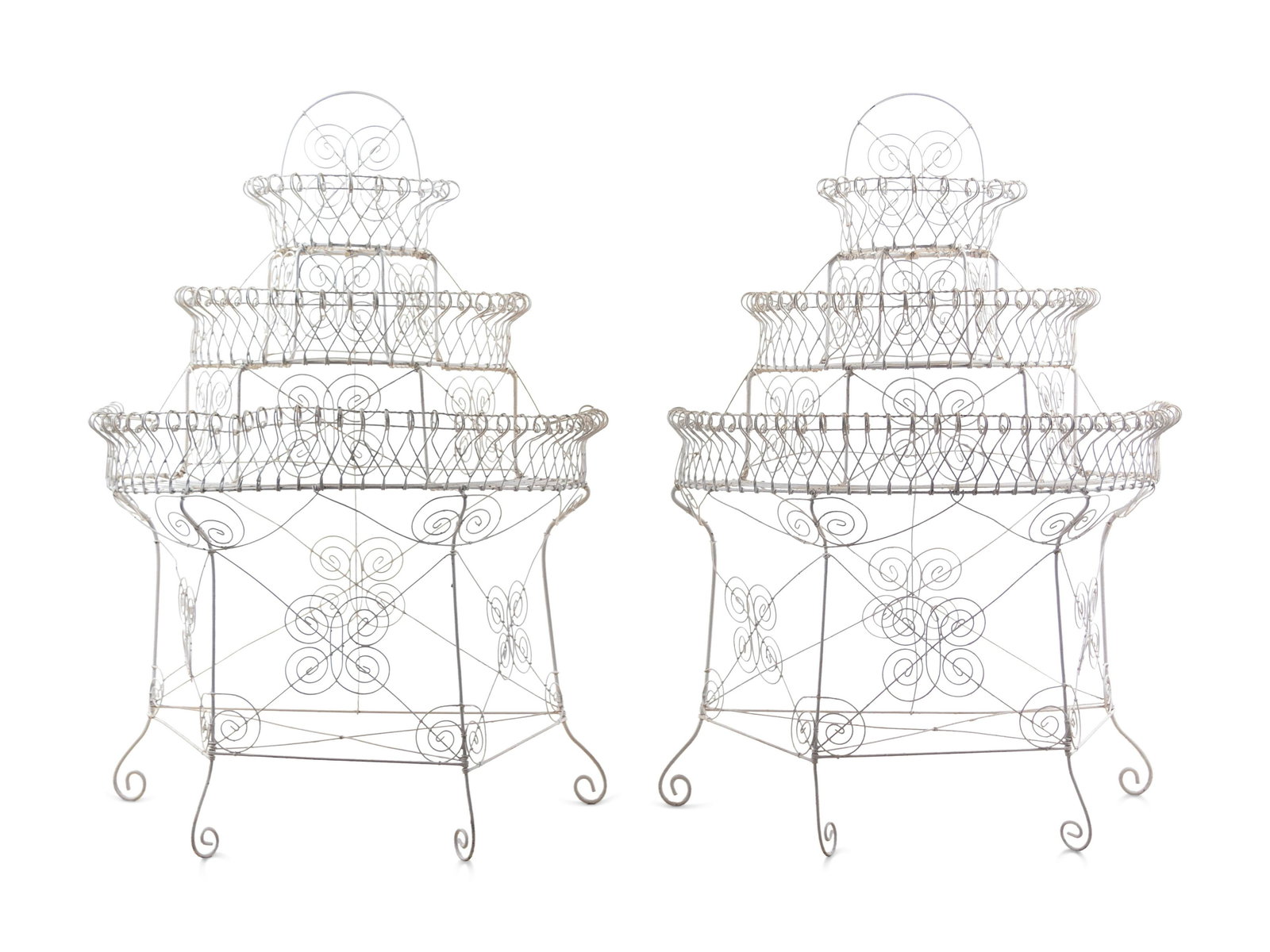 A Pair of White-Painted Metal Plant Stands (1 of 2)