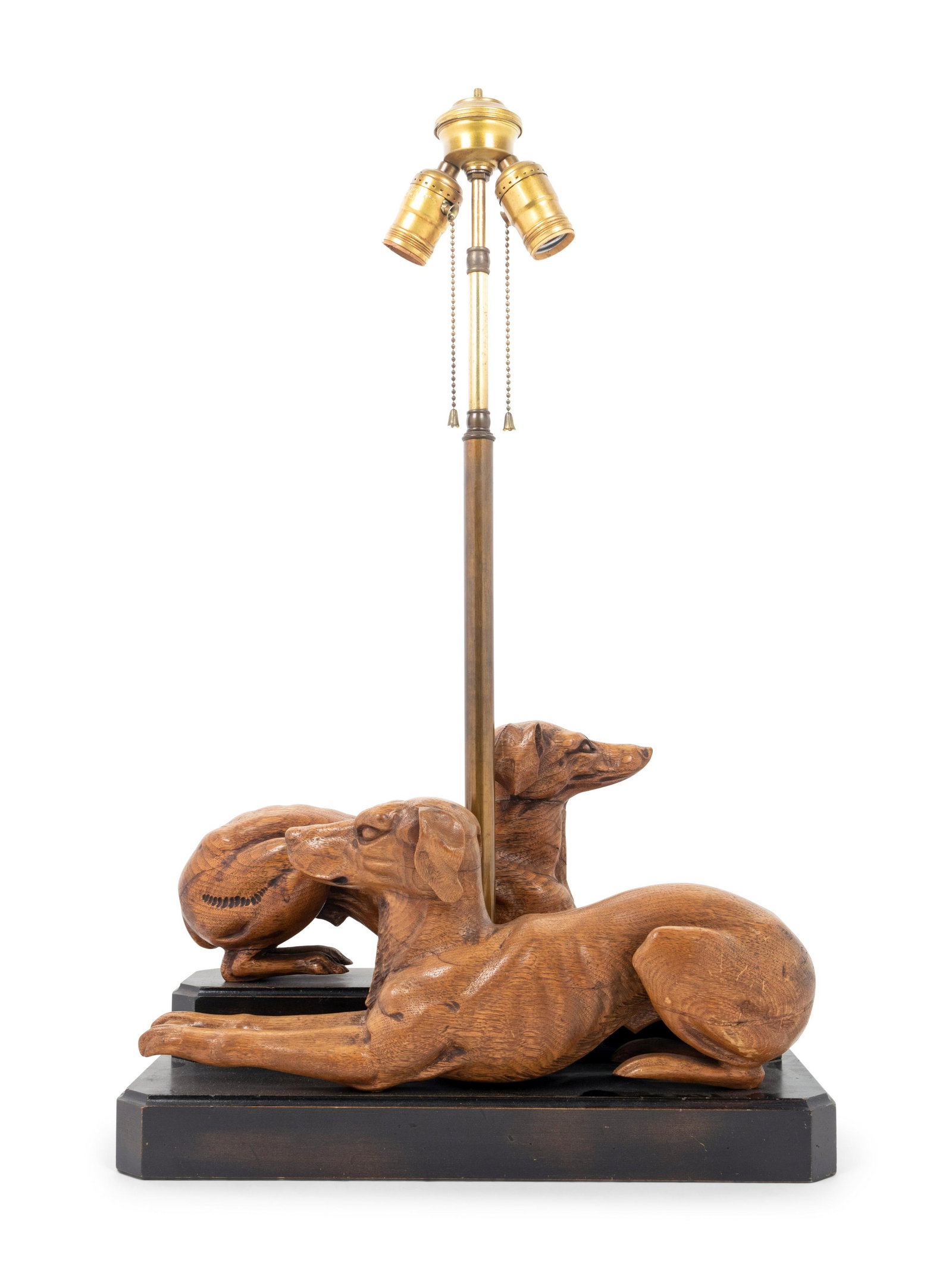 A Carved Wood Greyhound Group Mounted as a Table Lamp (1 of 4)