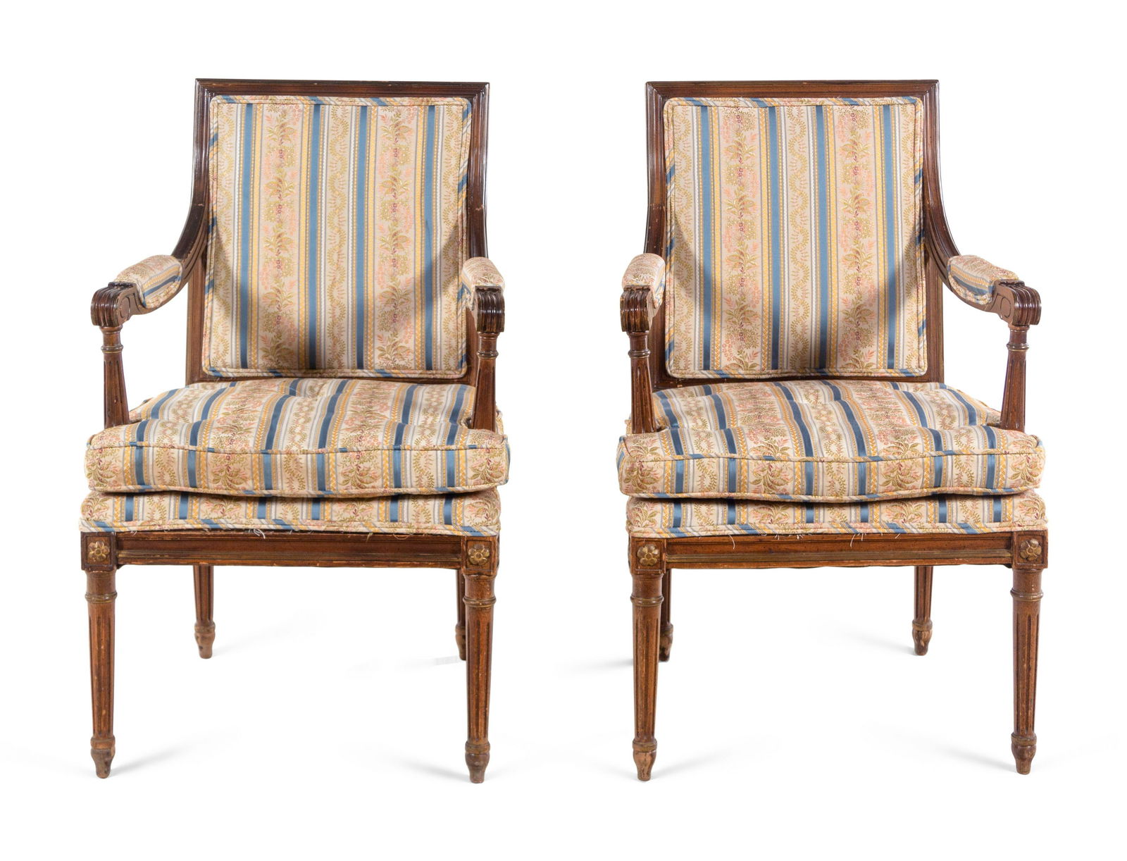 A Pair of Louis XVI Style Walnut Fauteuils (1 of 2)
