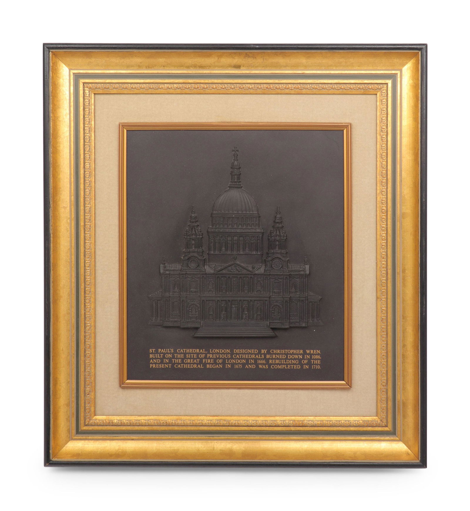 A Wedgwood Basaltware Plaque of St. Paul's Cathedral (1 of 3)