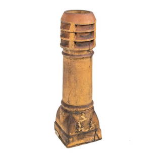 A Buff-Colored Terra Cotta Chimney Pot: A Buff-Colored Terra Cotta Chimney Pot Likely Northwestern Terra Cotta Company, Chicago, IL, Late 19th Century Height 42 1/2 x width 12 3/4 x depth 12 3/4 inches.