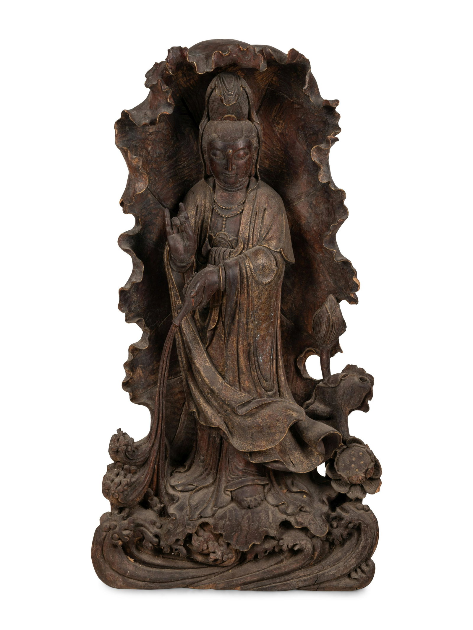 A Monumental Chinese Parcel Gilt Carved Harwood Figure (1 of 5)