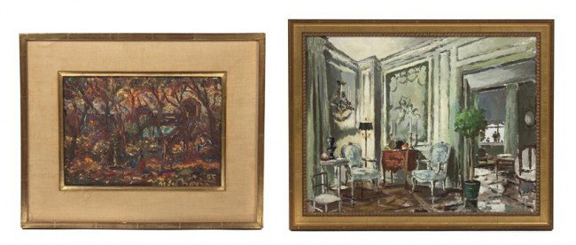 Artist Unknown, (20th Century), An Interior Scene,: Artist Unknown (20th Century) An Interior Scene,together with four additional works oil on canvas / board 14 x 20 inches.
