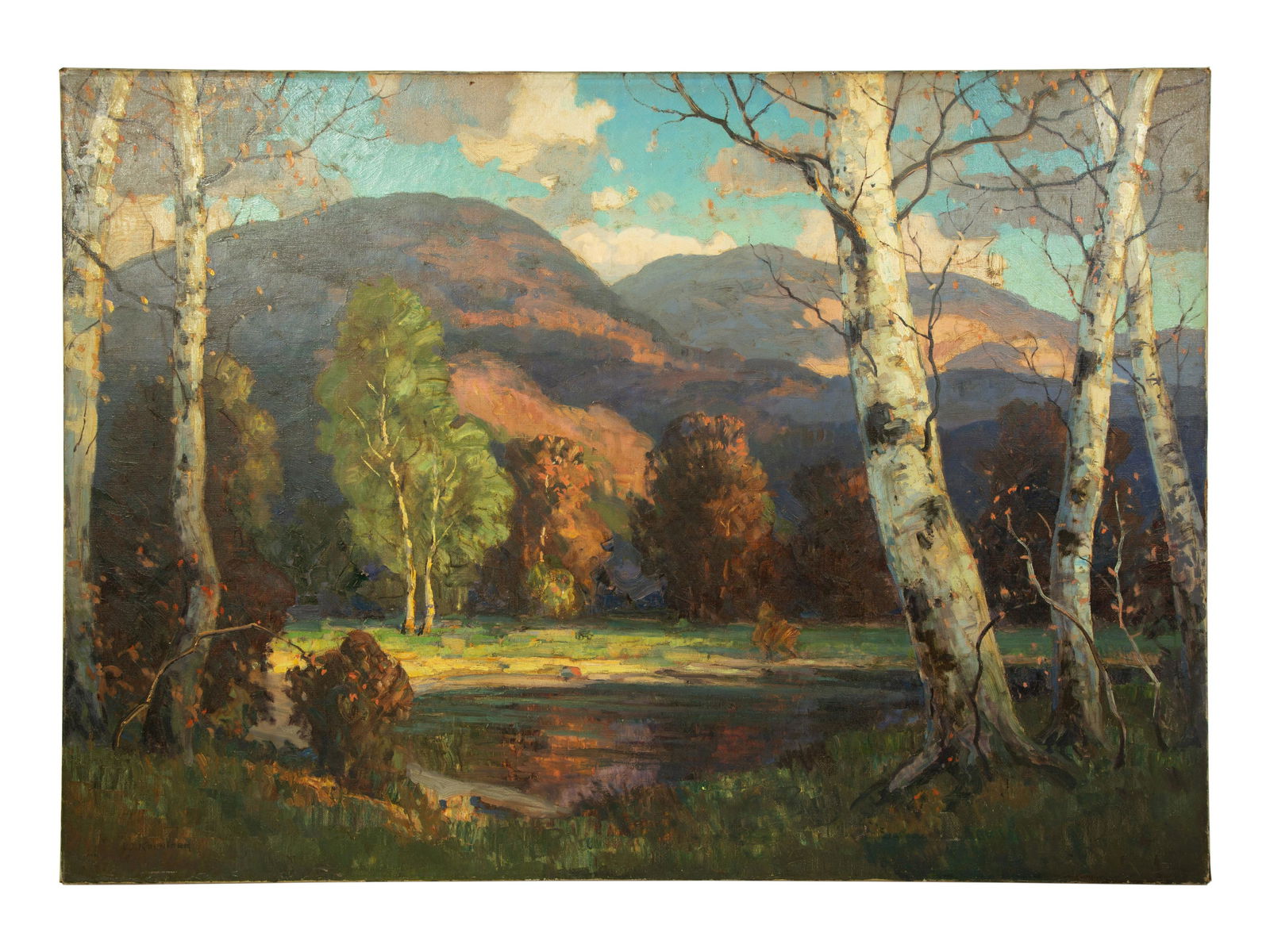 Walter Koeniger (German, 1881-1943) Landscape: Walter Koeniger (German, 1881-1943) Landscape oil on canvas signed (lower right) 38 x 45 1/2 inches.