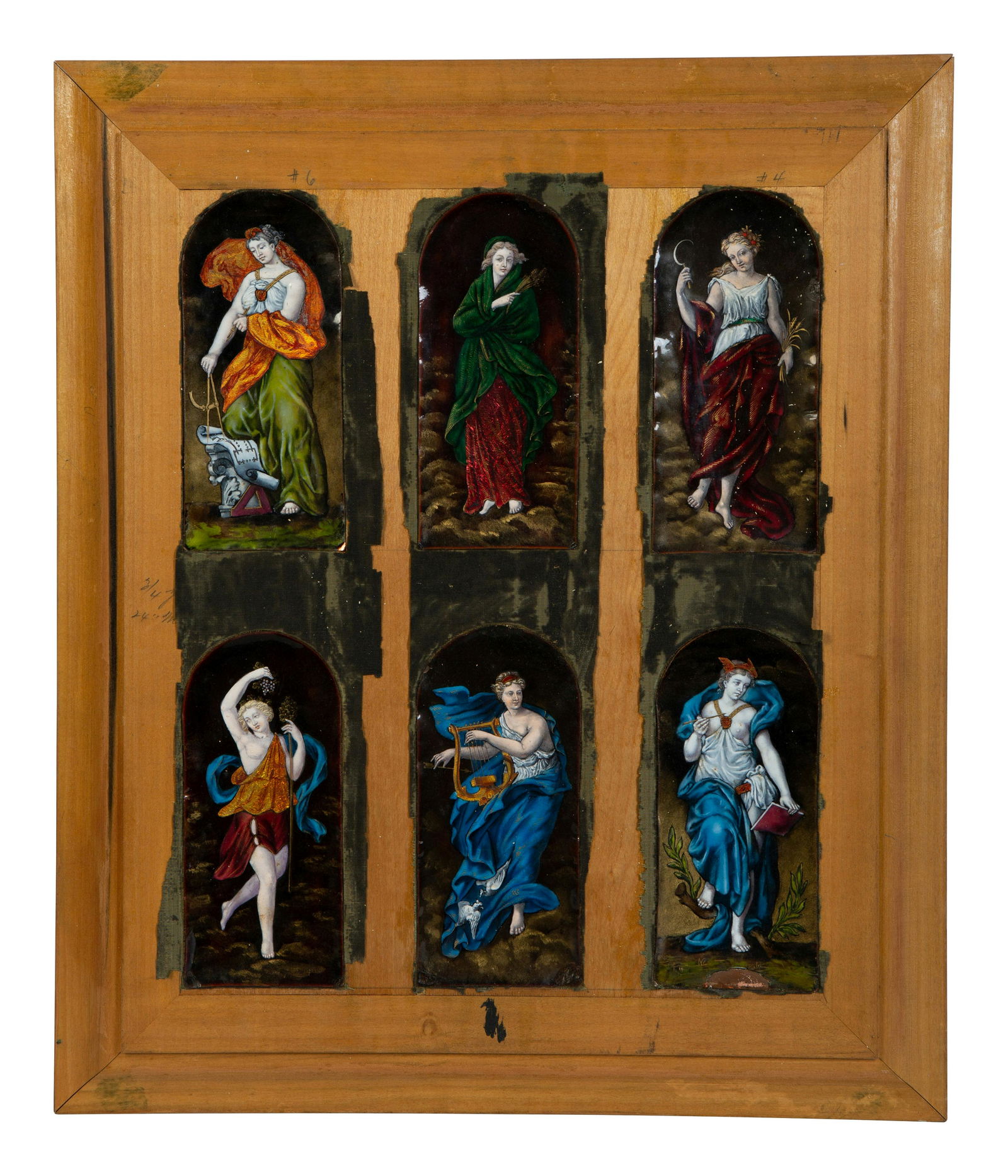 Six Mounted Limoges Enamel Panels Depicting Greek (1 of 4)