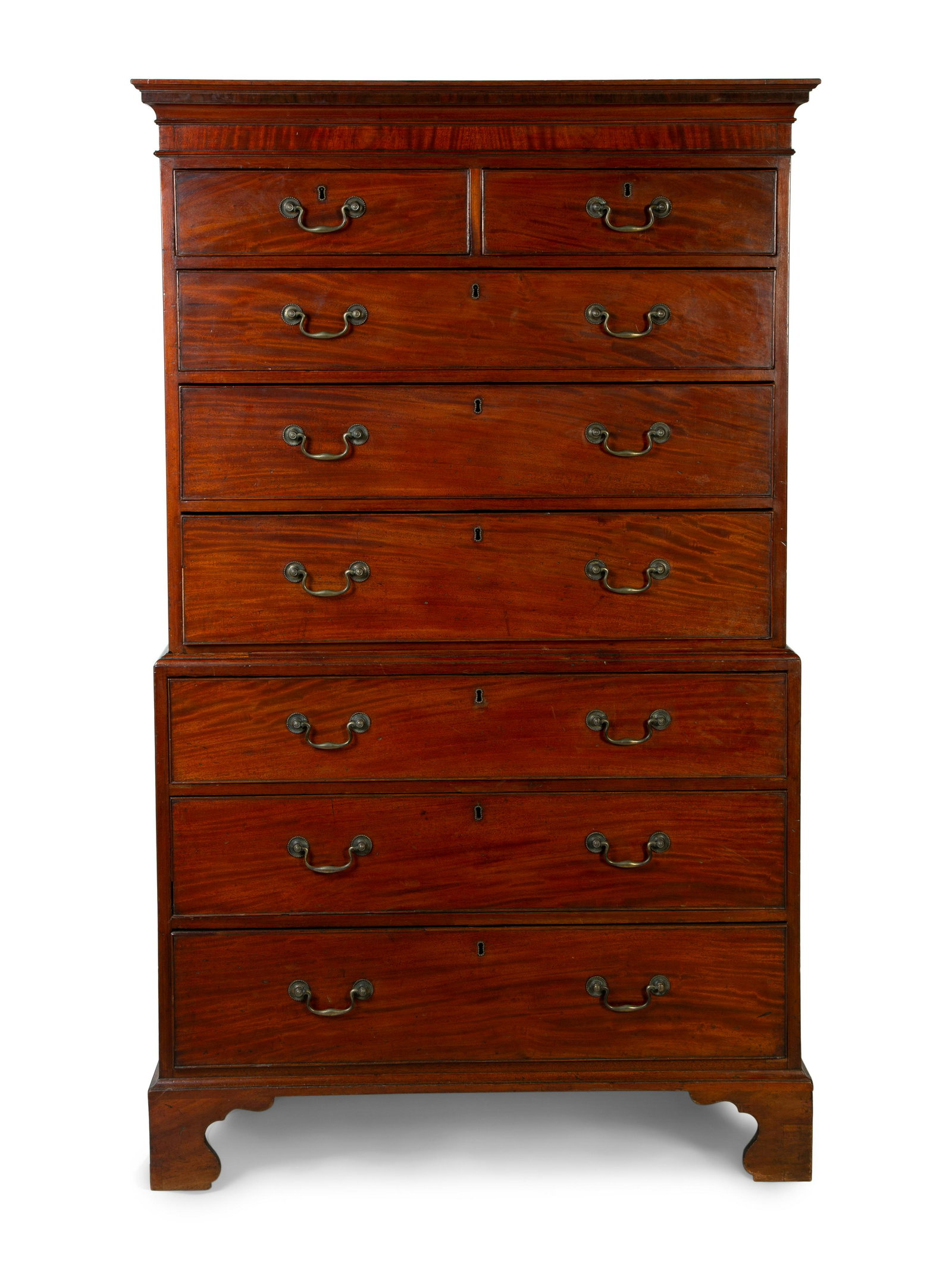 A George III Mahogany Chest on Chest Height 71 x width: A George III Mahogany Chest on Chest 18TH/19TH CENTURY Height 71 x width 43 x depth 21 3/4 inches. Collection of a Palm Beach Lady