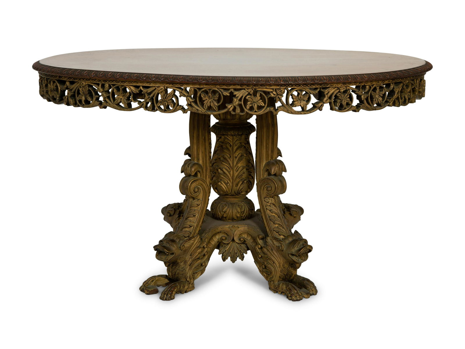 An Anglo-Indian Carved and Parcel Gilt Tilt-Top Table (1 of 4)