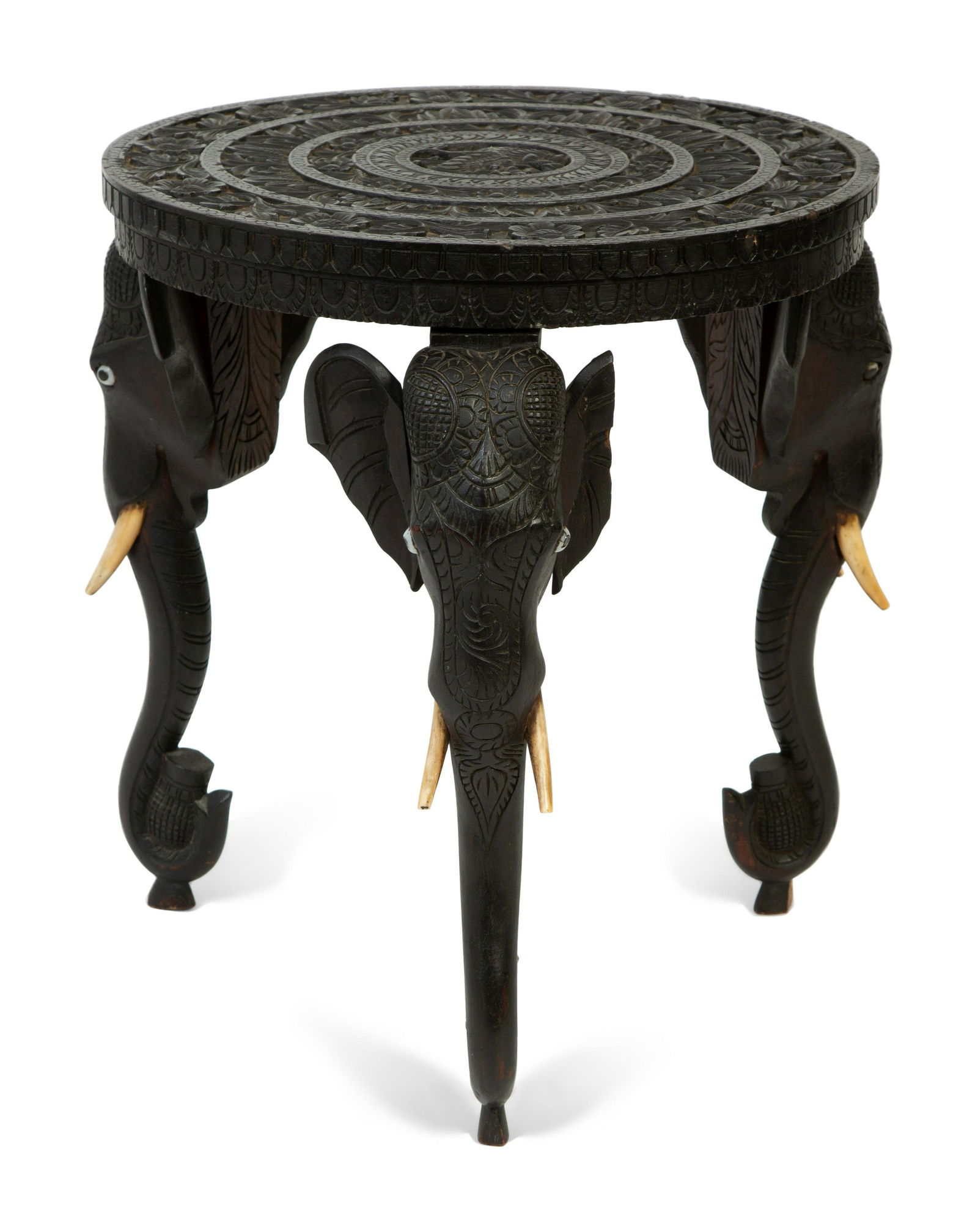 An Anglo-Indian Carved Teak Elephant-Leg Table Height (1 of 3)