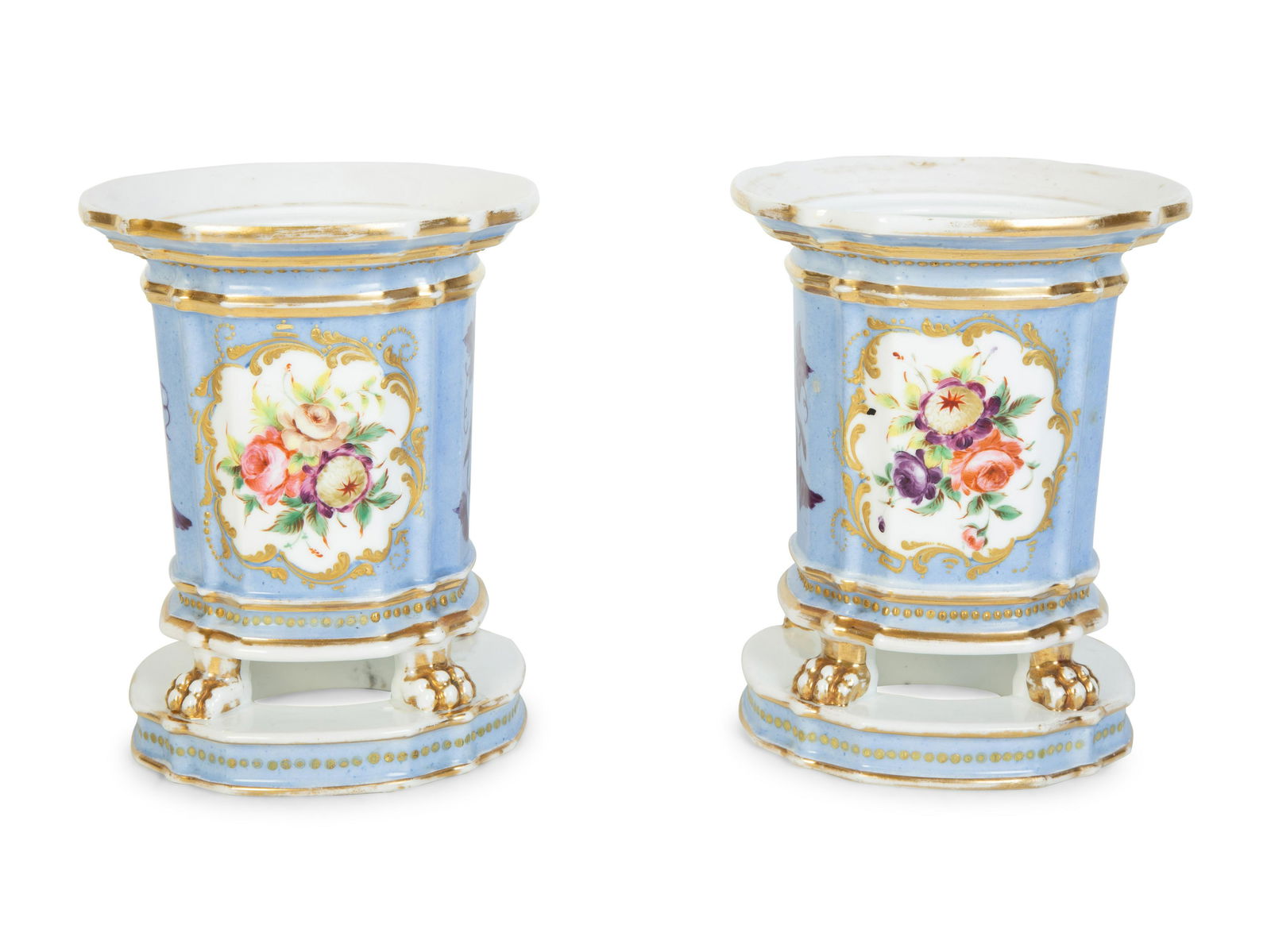 A Pair of Paris Porcelain Cache Pots Height 6 1/2 x (1 of 3)
