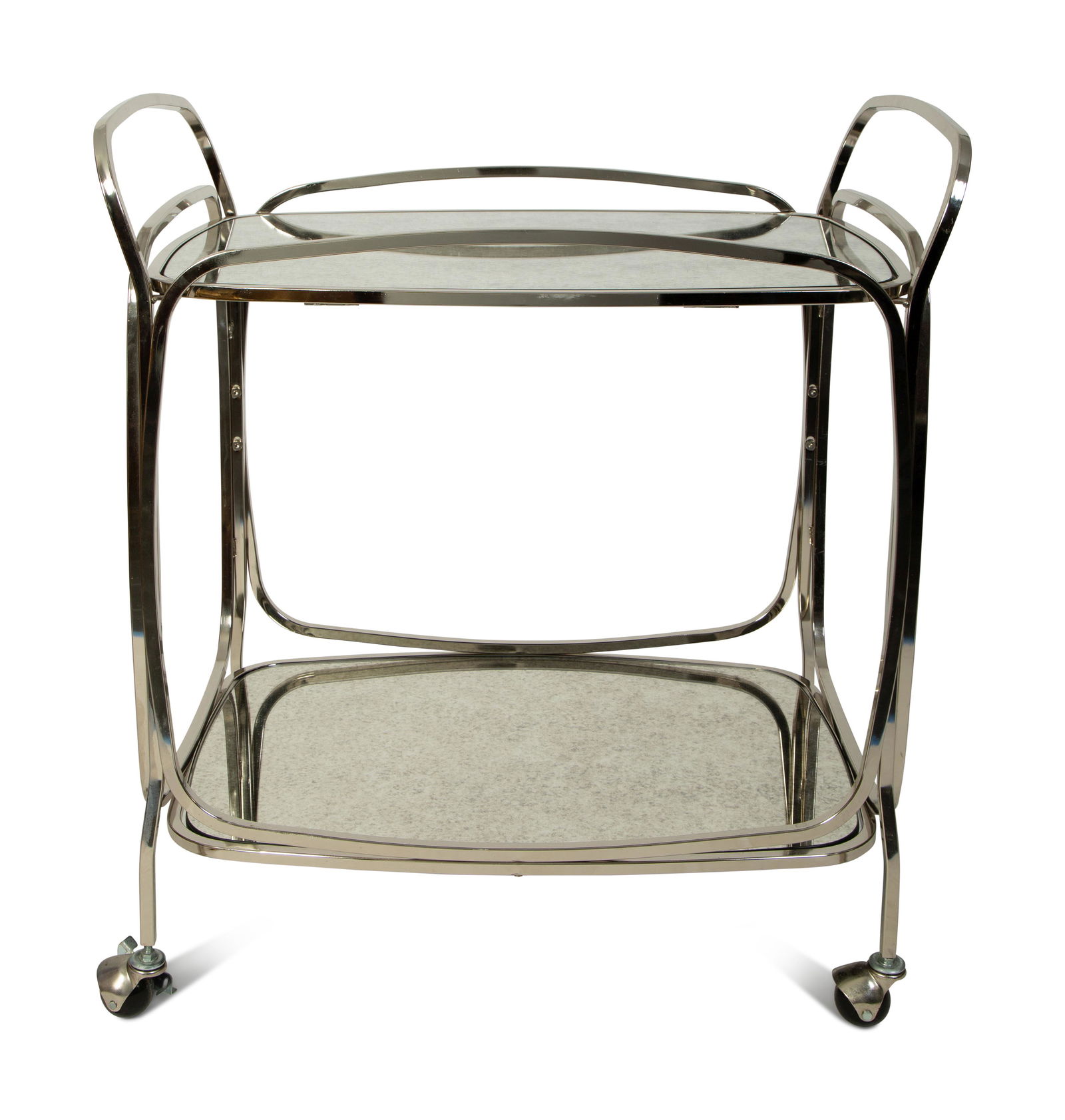 An Art Deco Style Chrome and Silvered Mirror Bar Cart (1 of 4)