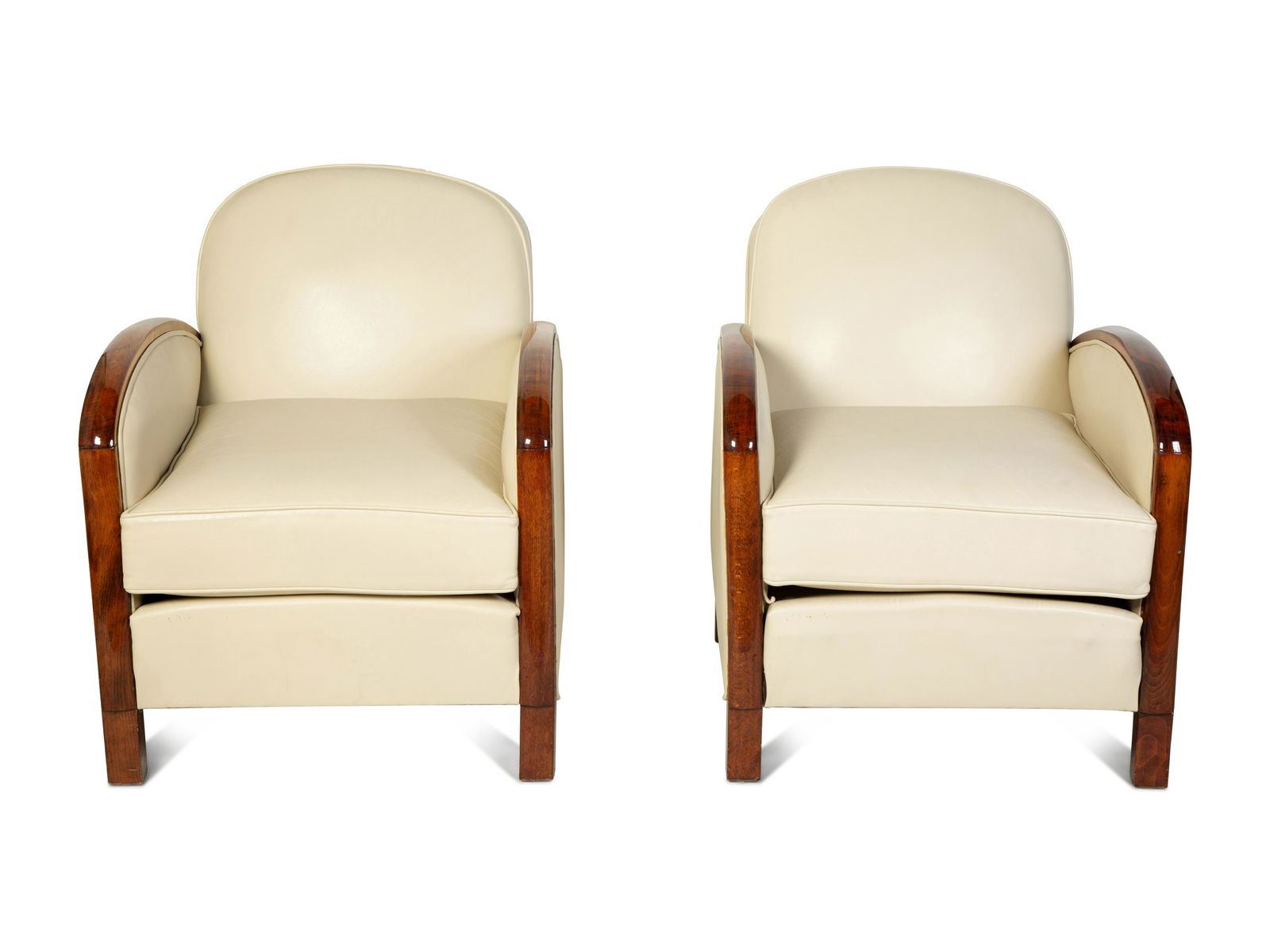 A Pair of Art Deco Rosewood and Leather Lounge Chairs (1 of 3)
