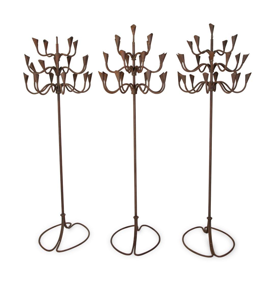 Three Wrought Iron Calla Lily Design 21-Light Torcheres (1 of 3)