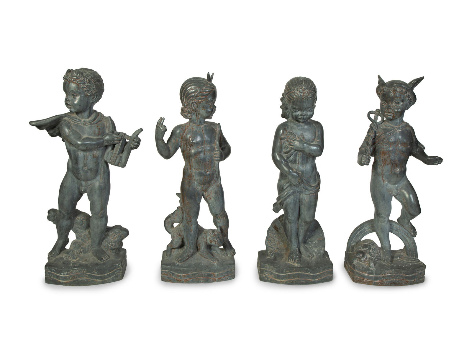 Wheeler Williams (American, 1897 - 1972) Four Works: Wheeler Williams (American, 1897 - 1972) Four Works from The Childhood of Gods Series: Mercury, Venus, Apollo and Diana lead Height 33 1/2 inches.