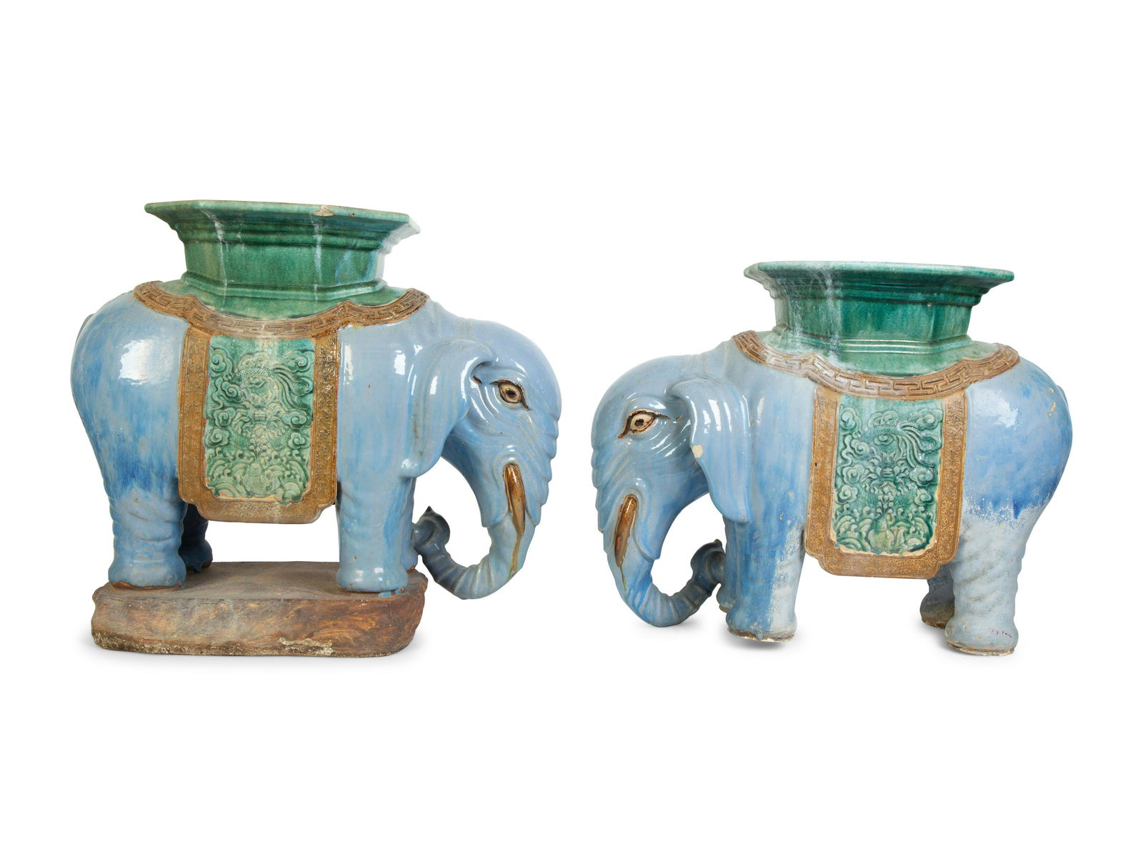 A Near Pair of Chinese Ceramic Elephant-Form Garden (1 of 2)
