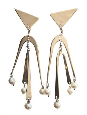 A Pair of 14 Karat Yellow Gold and Cultured Pearl: A Pair of 14 Karat Yellow Gold and Cultured Pearl Earrings, Ed Wiener, containing eight pearls measuring approximately 4.75 mm in diameter. Stamp: WIENER 14K. 9.00 dwts.
