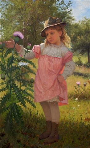 John George Brown, (American, 1831-1913), Young Gir: John George Brown (American, 1831-1913) Young Girl with Flowers oil on canvas signed J.G. Brown (lower left) 22 1/2 x 13 3/4 inches. Provenance: Roger King Fine Art, Newport, R