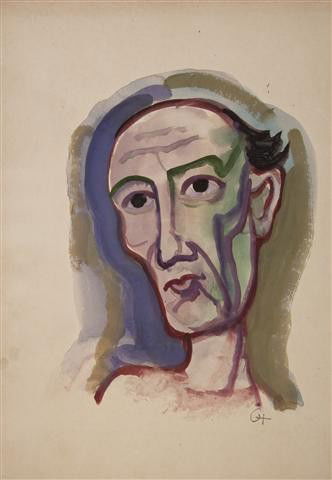 Karl Hofer, (German, 1878-1955), Portrait of a Man: Karl Hofer (German, 1878-1955) Portrait of a Man watercolor initialed CH (lower right) 19 3/4 x 13 3/4 inches. Property from the Estate of John and Valere Butterwick, Kewanee, Illinoi