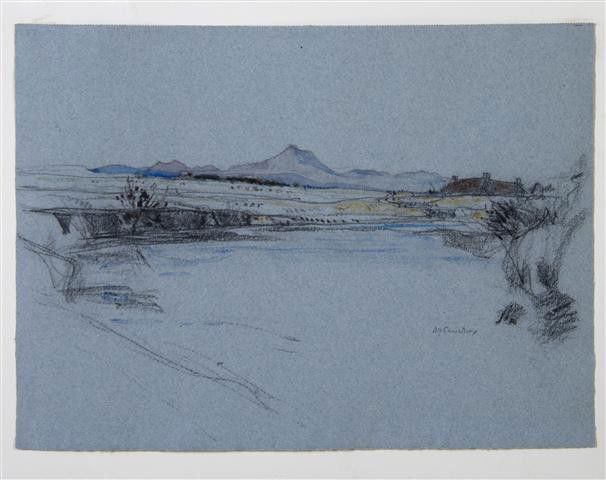 David Young Cameron, (British, 1865-1945), Mountain: David Young Cameron (British, 1865-1945) Mountain View watercolor and pencil on paper signed D.Y. Cameron (lower right) 10 3/4 x 14 1/2 inches.