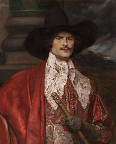 Alex de Andreis, (British, 1880-1929), Portrait of: Alex de Andreis (British, 1880-1929) Portrait of a Musketeer oil on canvas signed De Andreis (lower right) 31 1/2 x 25 inches.