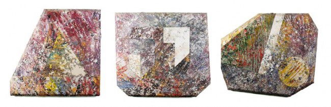 Sam Gilliam, (American, b. 1933), Box Car 2, 1979: Sam Gilliam (American, b. 1933) Box Car 2, 1979 (triptych) mixed media 32 x 110 inches.