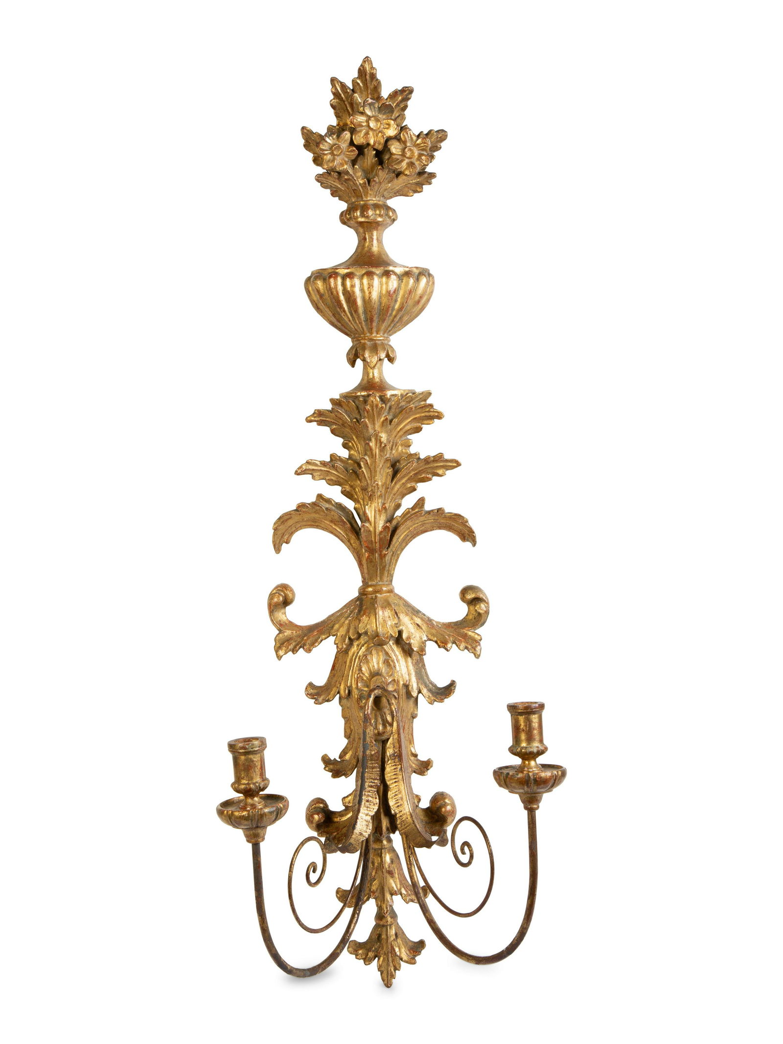 A Pair of Louis XV Style Giltwood Two-Light Wall (1 of 3)