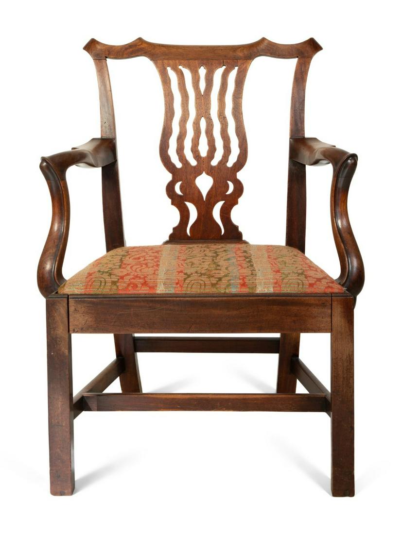 A George III Style Walnut Open Armchair Height 37 1/2 (1 of 3)