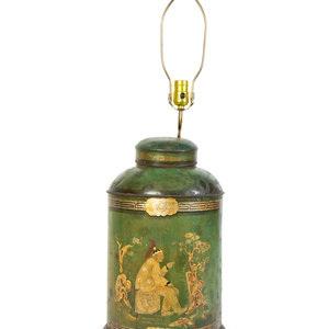 A Chinese Export Tole Peinte Tea Cannister Mounted as a (1 of 2)