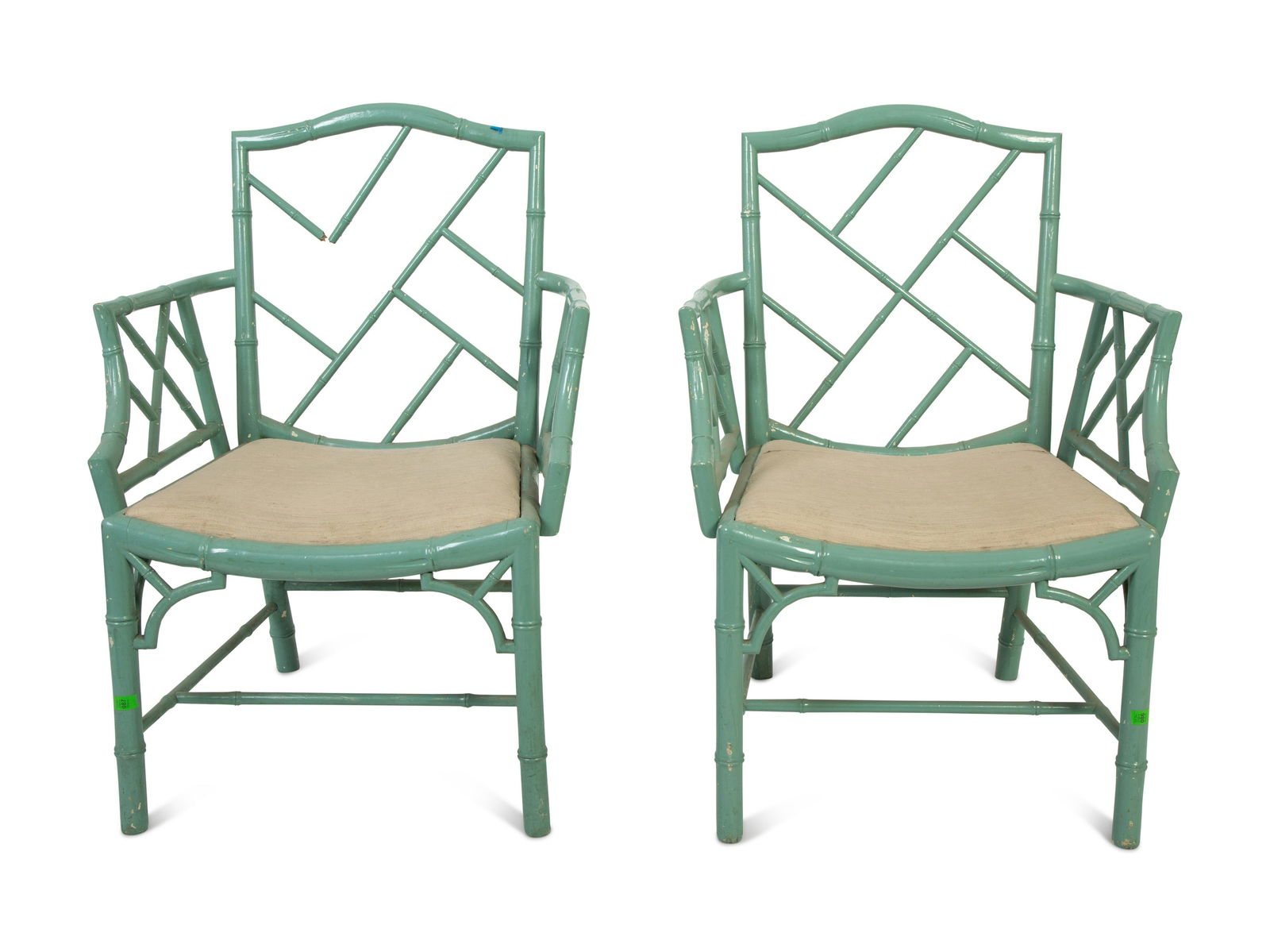 A Pair of Chinese Chippendale Style Turquoise Painted (1 of 3)