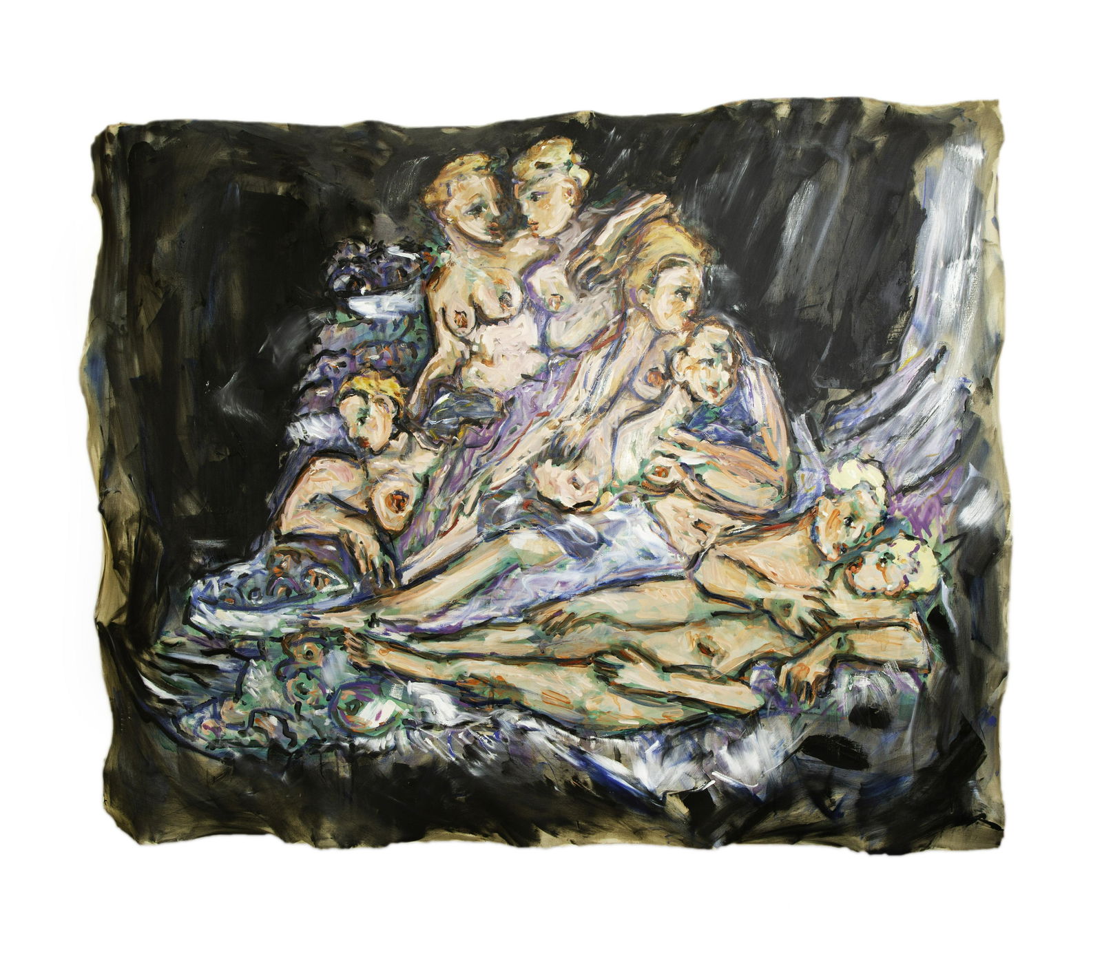 Judy Rifka (American, b. 1945) Pyramid of Nudes, 1985: Judy Rifka (American, b. 1945) Pyramid of Nudes, 1985 oil on shaped linen 58 3/4 x 78 x 15 inches. Deaccessioned from the Boca Raton Museum of Art to benefit the Acquisitions Fund