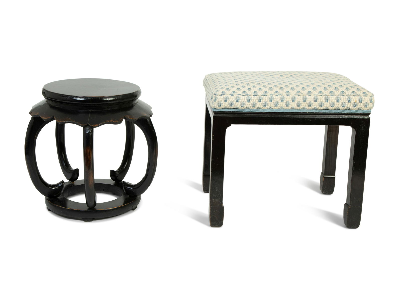 A Chinese Painted Harwood Garden Stool Height of stool (1 of 4)