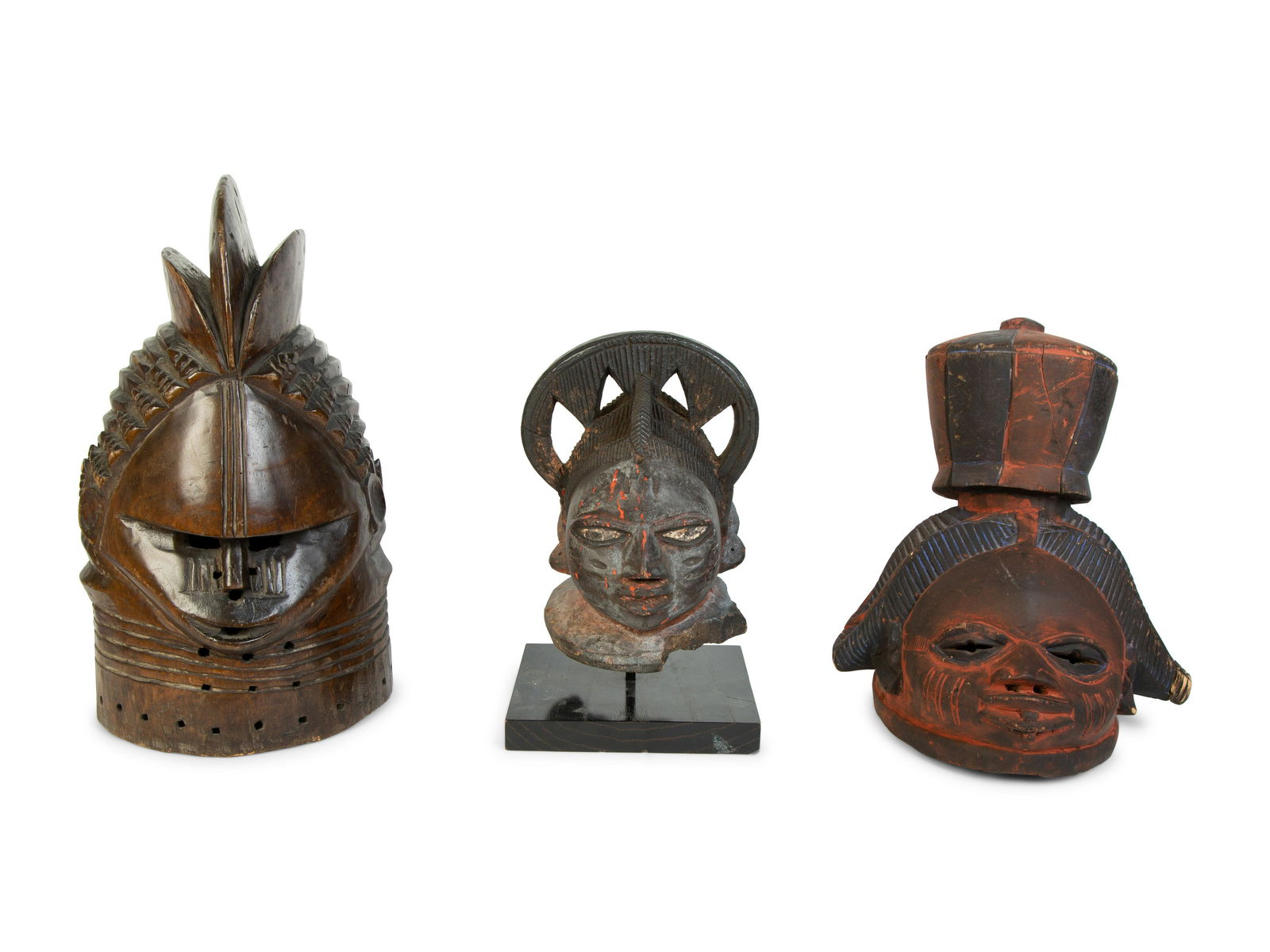 A Group of Three Helmet Masks from Tribes of West (1 of 3)