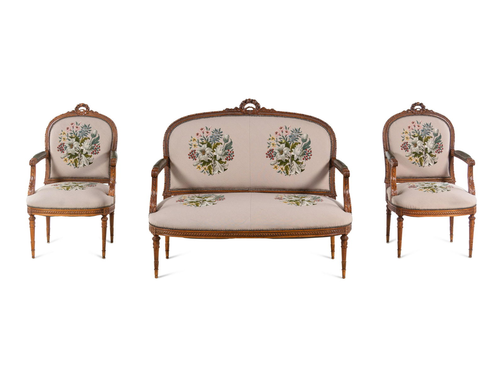 A Louis XVI Carved Walnut Seating Suite with Petit (1 of 4)