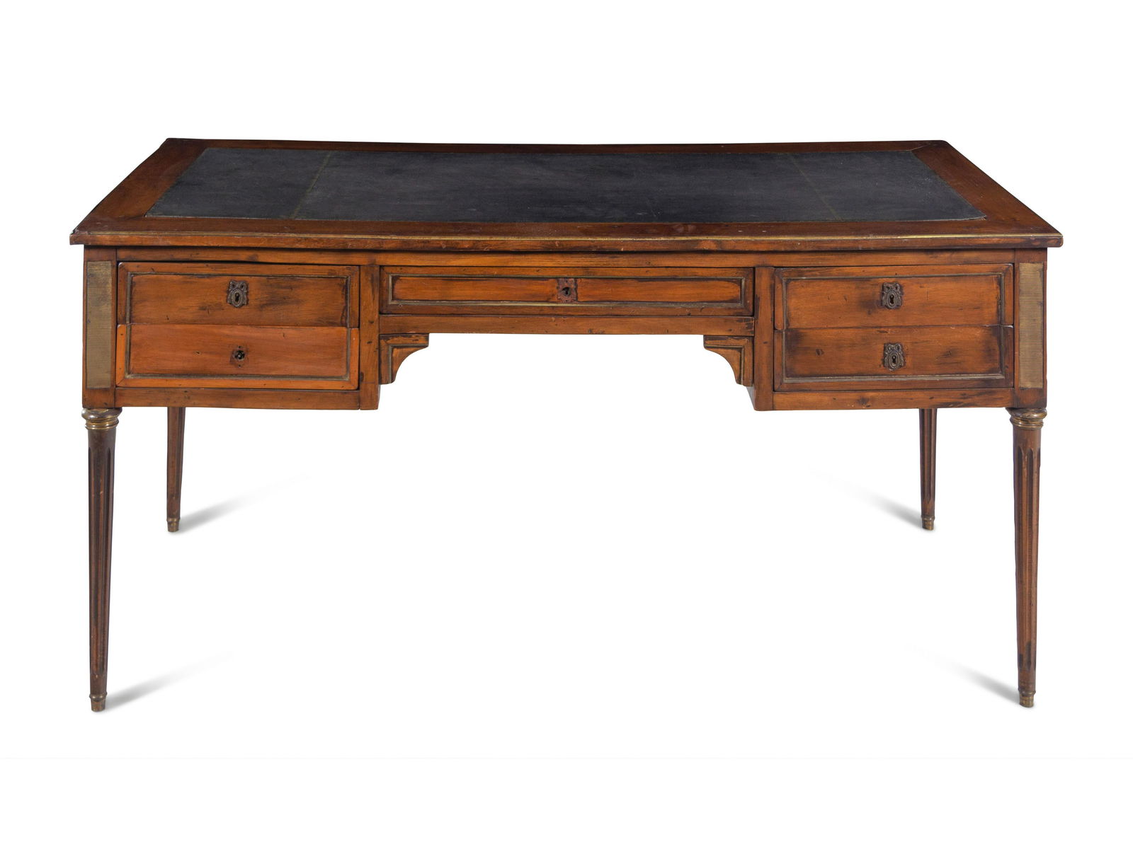 A Louis XVI Style Brass Mounted Walnut Bureau Plat (1 of 3)