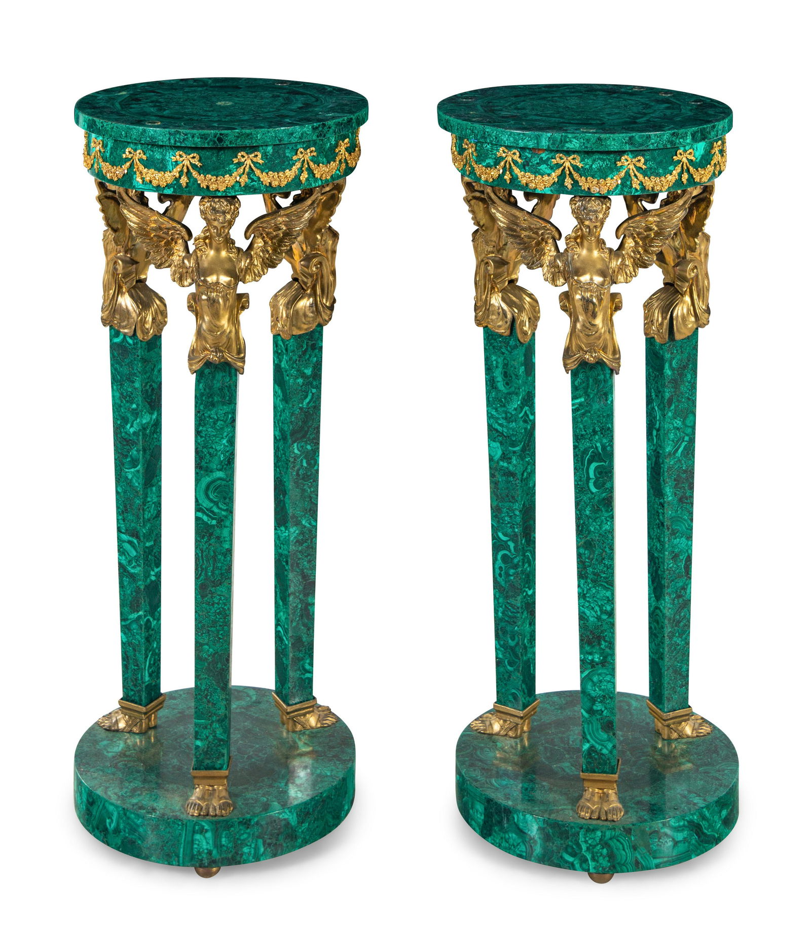 A Pair of Empire Style Gilt Metal Mounted Malachite (1 of 4)