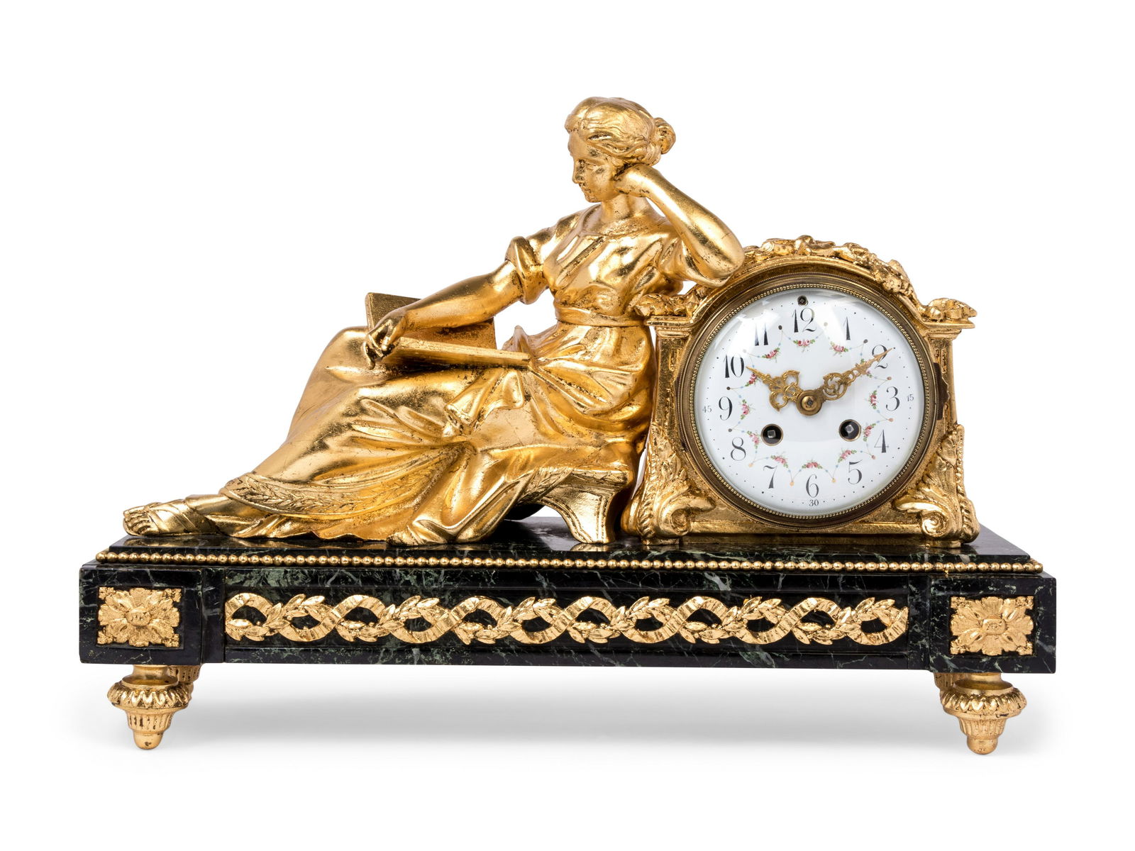 A French Gilt Bronze and Marble Figural Mantel Clock (1 of 5)