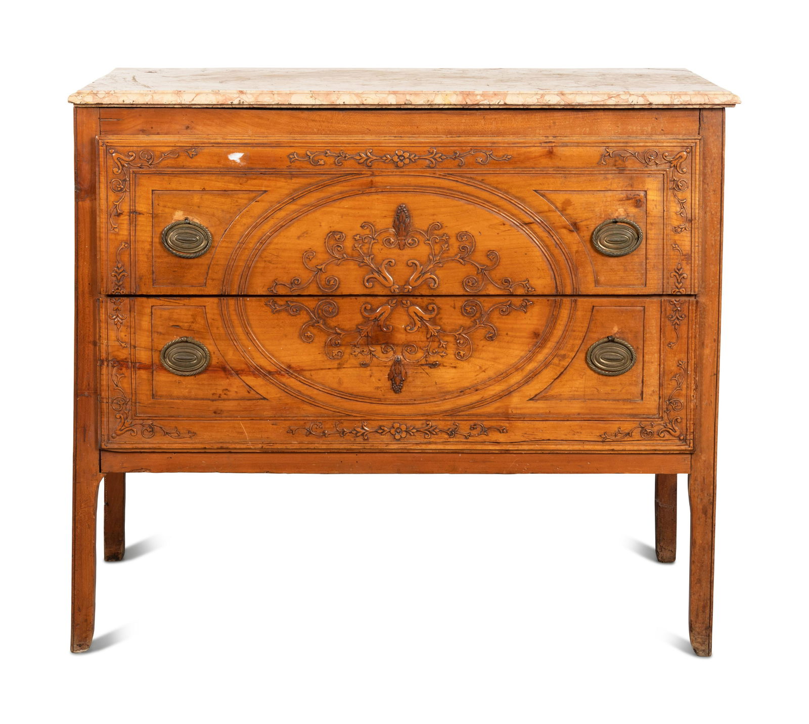An Italian Carved Fruitwood Marble-Top Commode (1 of 6)