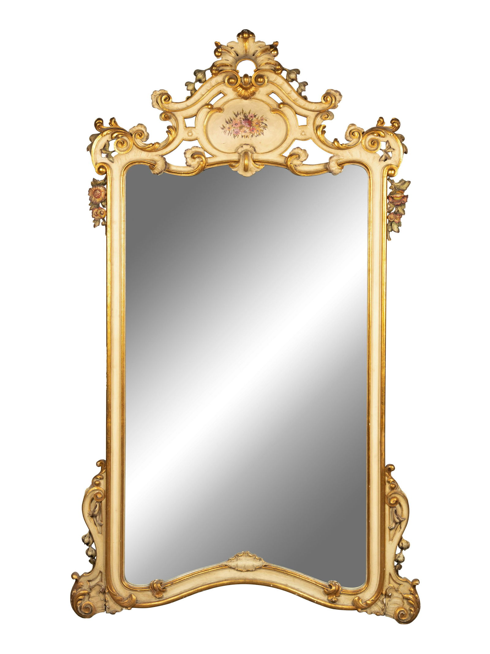 A Large Italian Painted and Parcel Gilt Mirror (1 of 4)