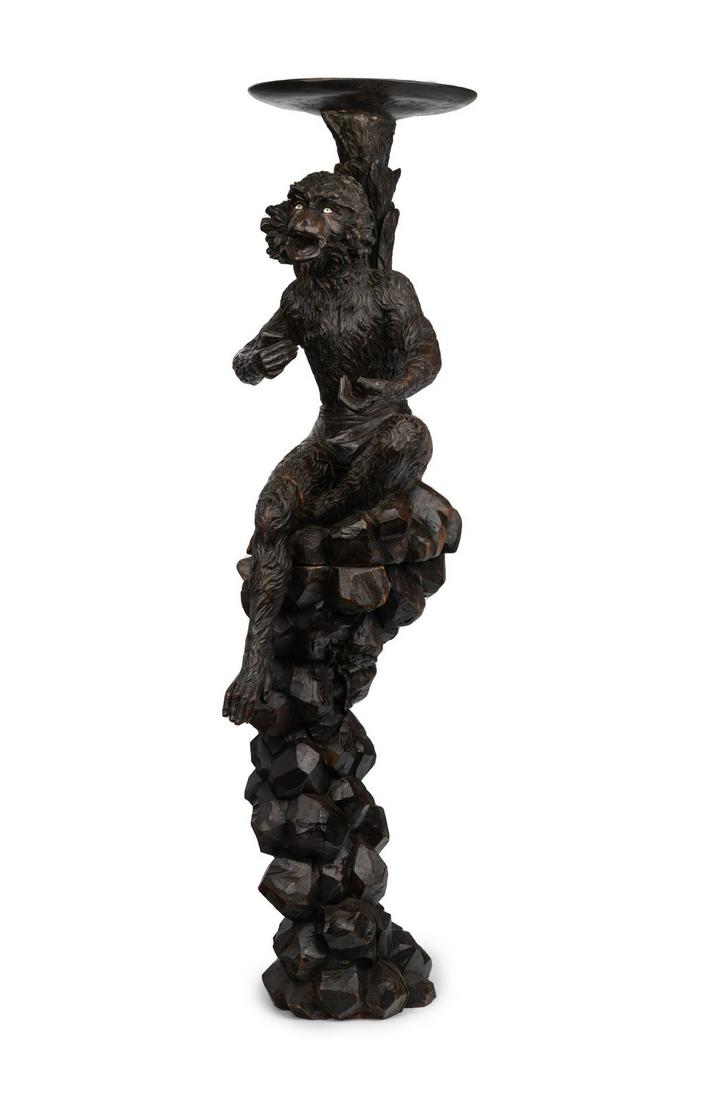 A Venetian Style Carved Walnut Figural Pedestal (1 of 8)