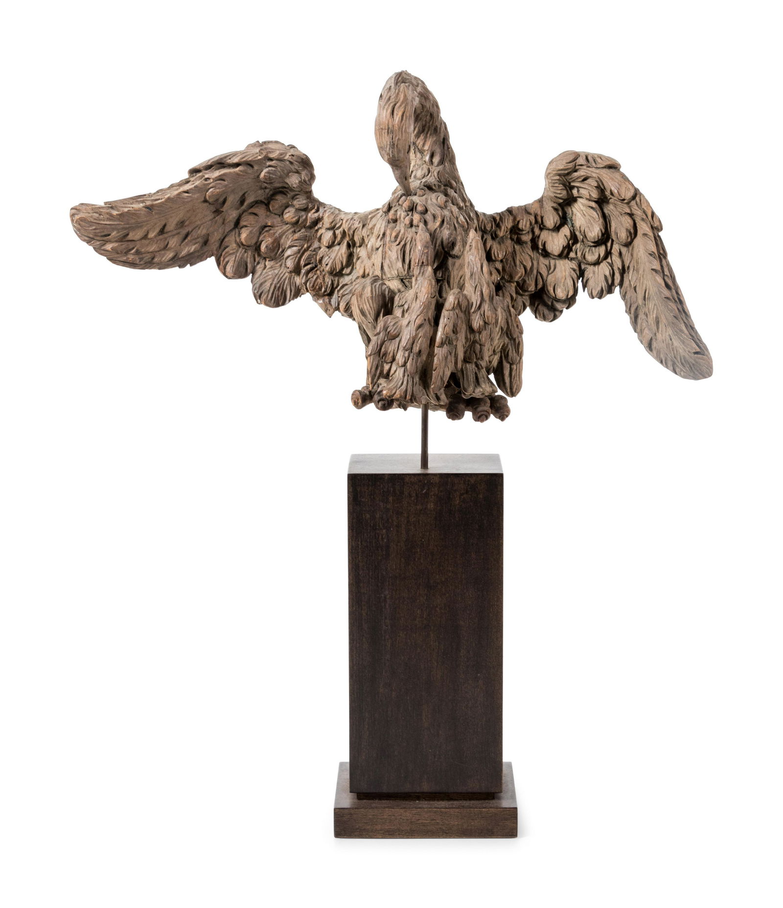 A Carved Wood Model of a Spread-Winged Eagle on an (1 of 3)