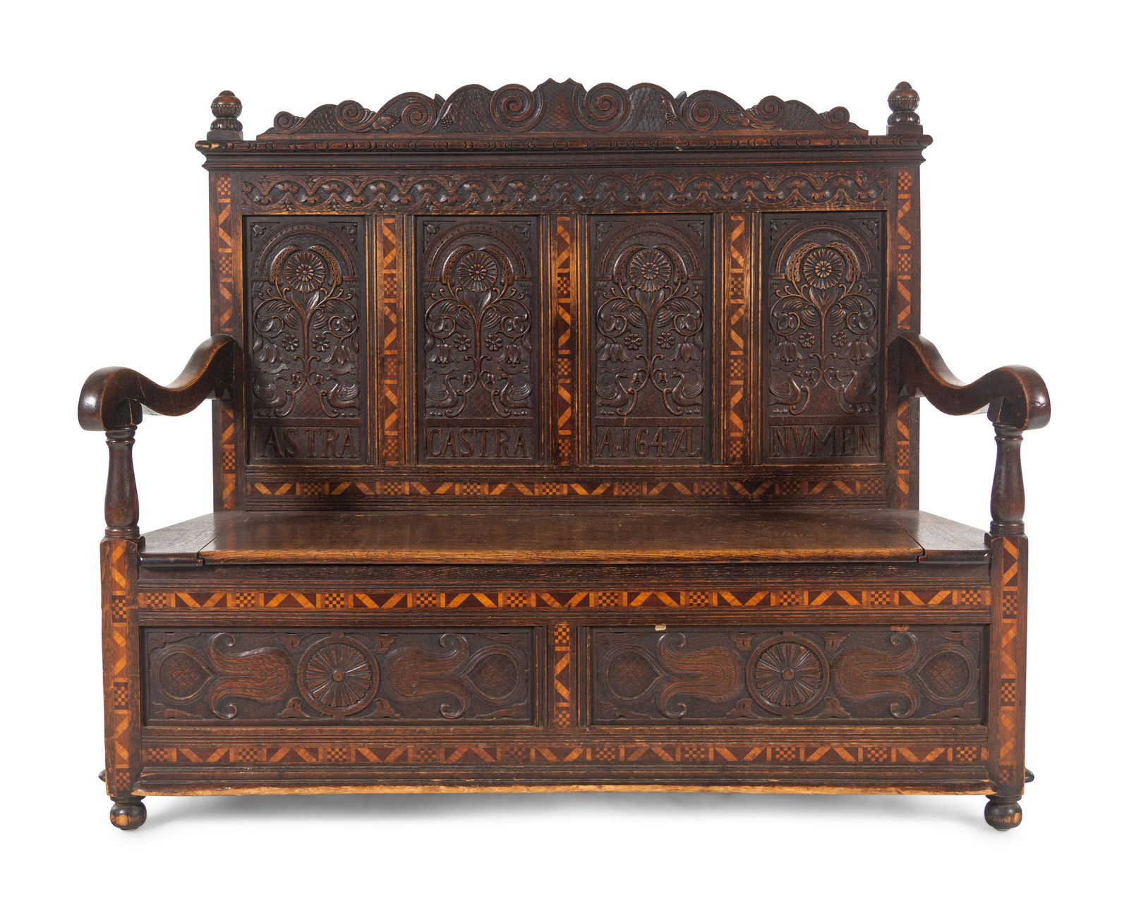 A William and Mary Style Carved Oak and Marquetry (1 of 5)