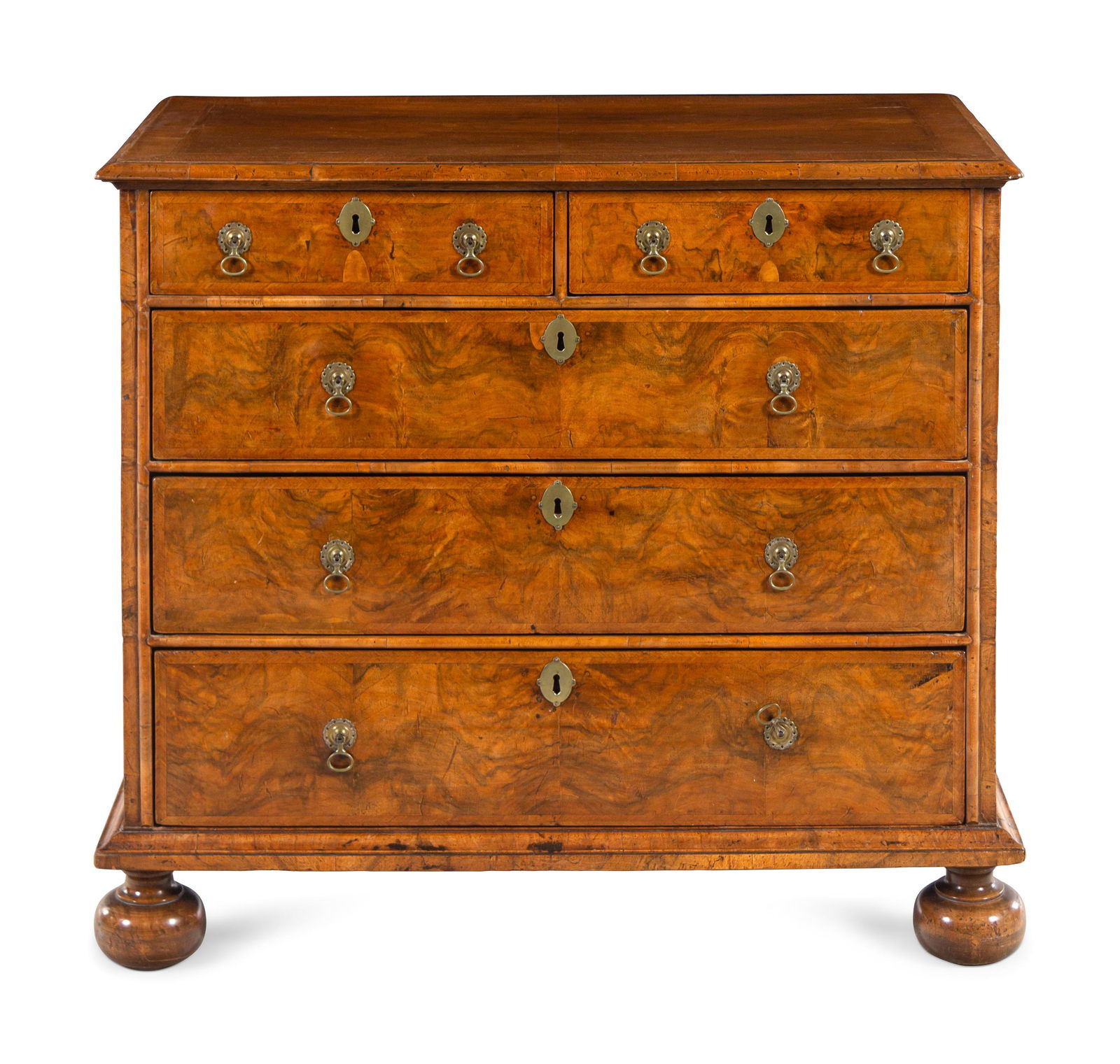 A George I Figured Walnut Veneered Chest of Drawers (1 of 5)