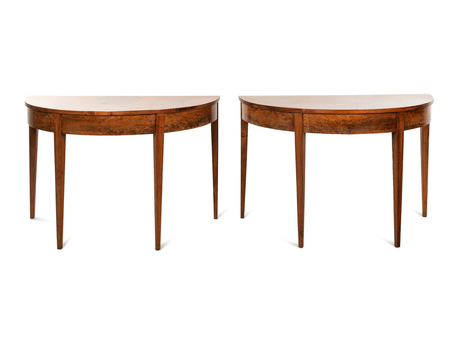 A Pair of George III Walnut Veneer Demilune Console (1 of 2)