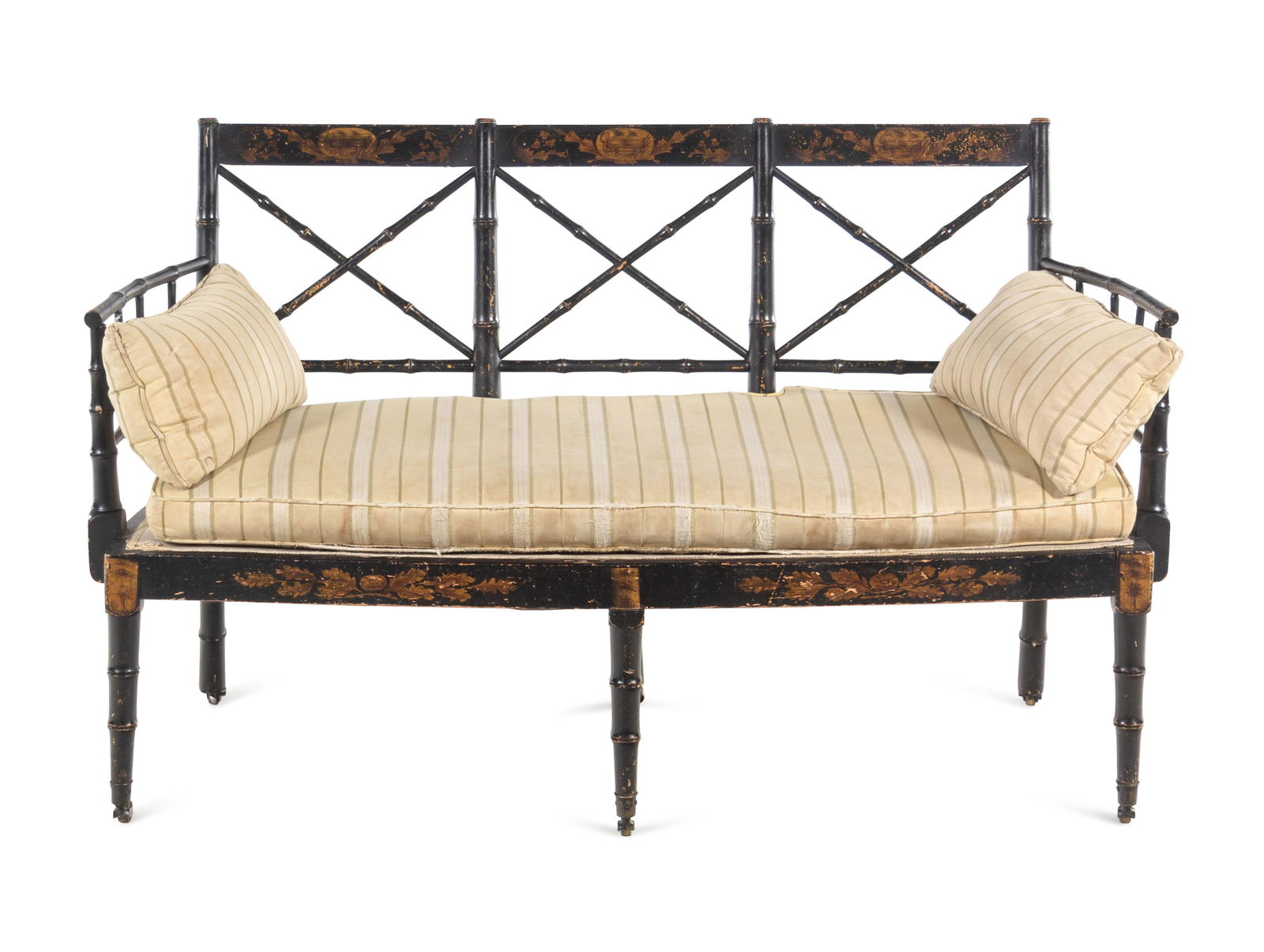 A Regency Black-Painted and Stencil-Decorated Settee (1 of 4)