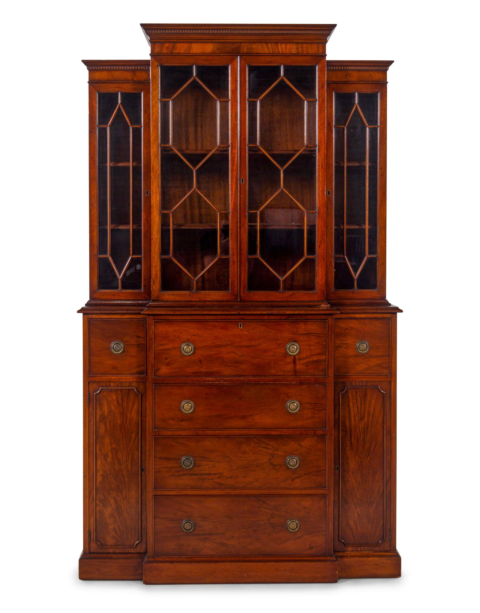 A Regency Style Mahogany Breakfront Secretary Bookcase (1 of 3)