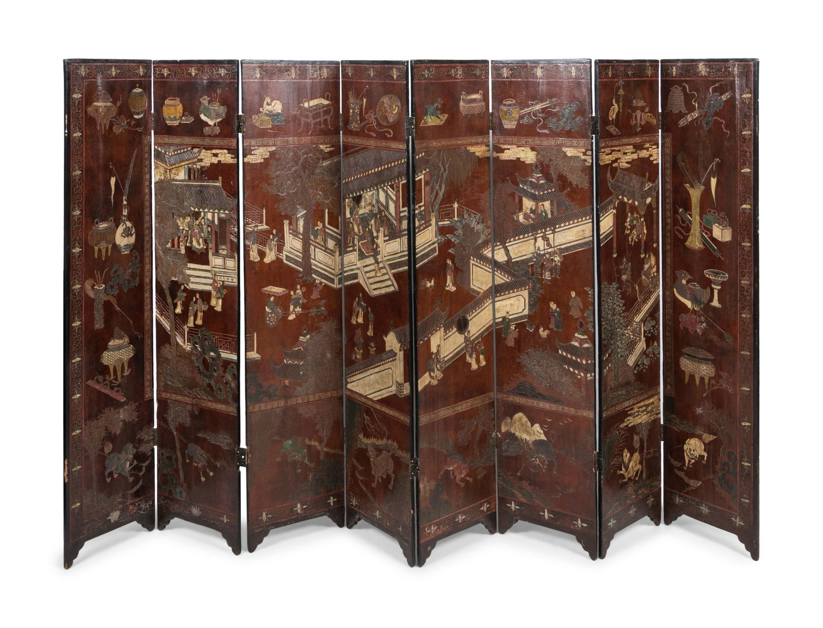 A Chinese Export Lacquer Eight-Panel Floor Screen (1 of 8)